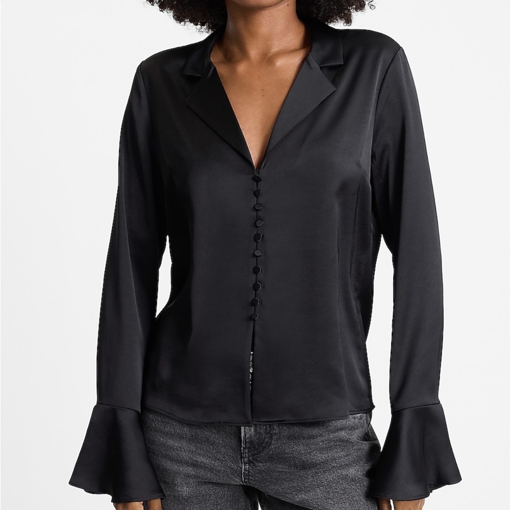 Elegant Black Satin Blouse